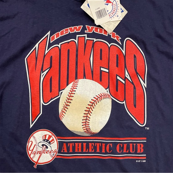 90s Vintage Logo Athletic MLB New York Yankees Athletic Club Graphic T Shirt NWT - Picture 3 of 5